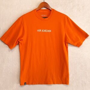 Air Jordan Mens Crew T-Shirt Sz.Small/Orange/Embroidered White Logo/Short Sleeve